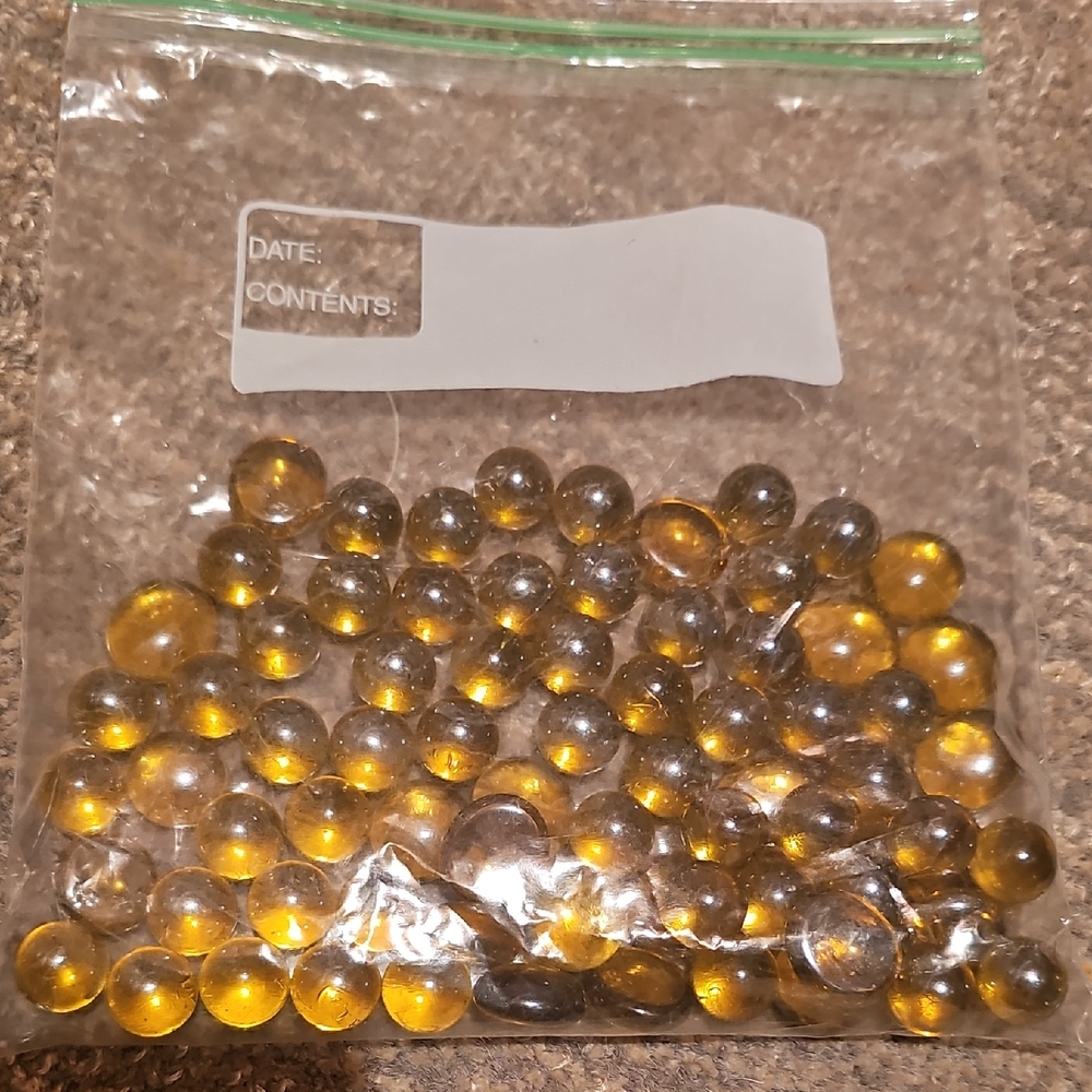 Bag of Amber Glass Marbles And Stones